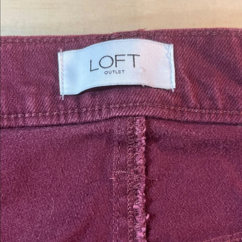LOFT Rich Burgundy Denim Pants Sz 14